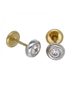 Pendientes de oro blanco y amarillo 18 Kl con zircones