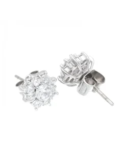 Pendientes de oro blanco 18 K con diseño y circonitas