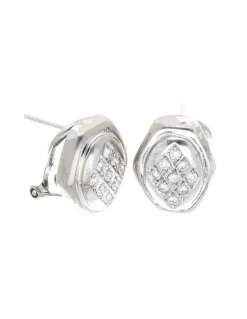 Pendientes de oro blanco 18 Kl con diseño y brillantes circundantes