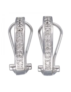 Pendientes de Oro blanco 18K con diseño largo, Corazones, Estrellas, Lunas y Brillantes