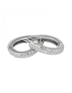 Pendientes de oro blanco 18 K con diseño y circonitas