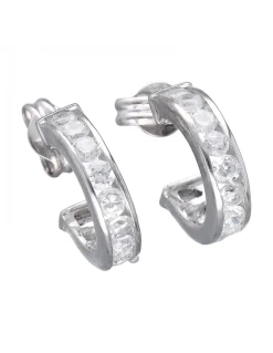 Pendientes de Oro Blanco 18K con diseño y Circonitas