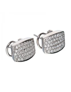 Pendientes de Oro blanco con diseño rectangular y Brillantes