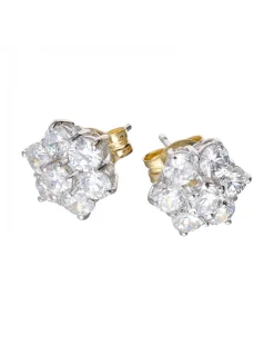 Pendientes de oro blanco 18 K con diseño y circonitas
