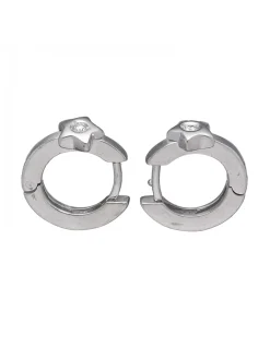 Pendientes de Oro blanco 18K con diseño redondo, Estrellas y Brillantes