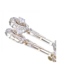 Pendientes de Oro blanco 18K con diseño largo y Circonitas