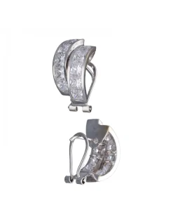 Pendientes de oro blanco 18K con diseño y circonitas