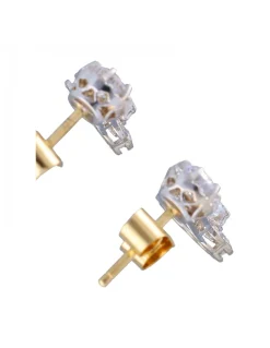 Pendientes de Oro blanco 18K con diseño largo y Circonitas