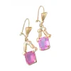 Pendientes en Oro amarillo 18K con diseño y Piedra Sintéticas