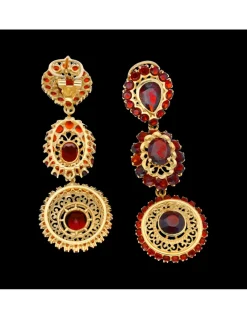 Pendientes largos con zirconitas de color oro amarillo 18kl