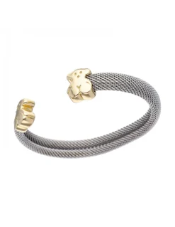 Pulsera de acero con diseño y oso TOUS en oro amarillo 18K
