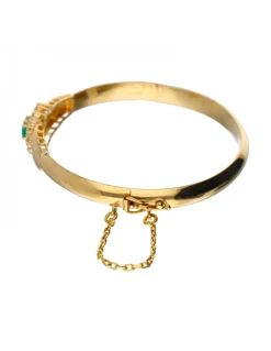 Pulsera de oro 18 kl diamantes y esmeraldas