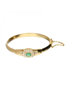 Pulsera de oro 18 kl diamantes y esmeraldas