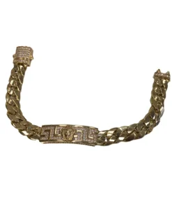 Pulsera de Oro amarillo con diseño estilo Versace y Circonitas