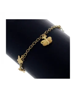 Pulsera de Oro amarillo con diseño de eslabones y Mariposas