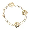 Pulsera de oro amarillo 18K con diseño de eslabones y flores
