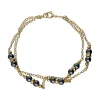 Pulsera de Oro amarillo 18K con diseño de eslabones, Bolas de Oro y Onix