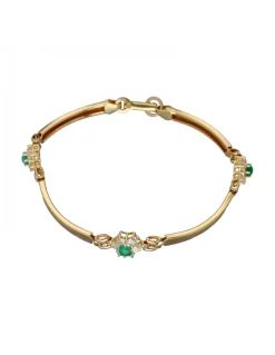Pulsera de Oro amarillo 18K con diseño semirrígido y Circonitas