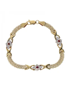 Pulsera de Oro amarillo 18K con diseño y Circonitas
