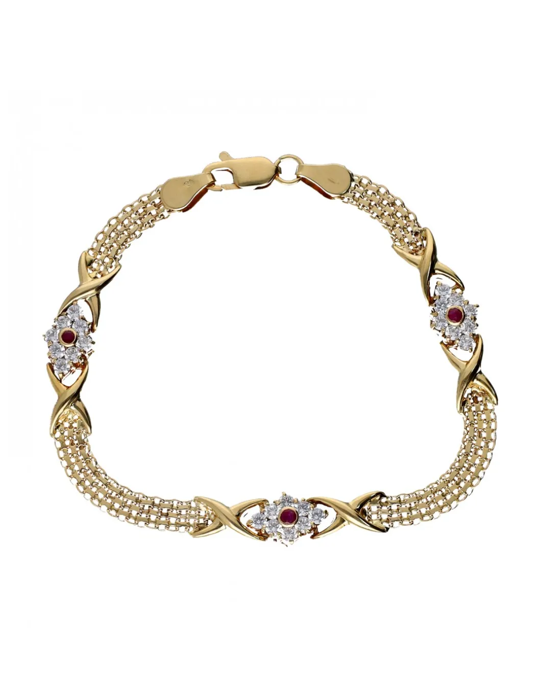 Pulsera de Oro amarillo 18K con diseño y Circonitas