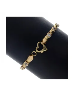 Pulsera de oro amarillo 18K con diseño y circonitas