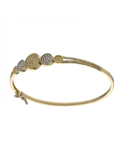 Pulsera de oro amarillo 18K con diseño rígido y circonitas