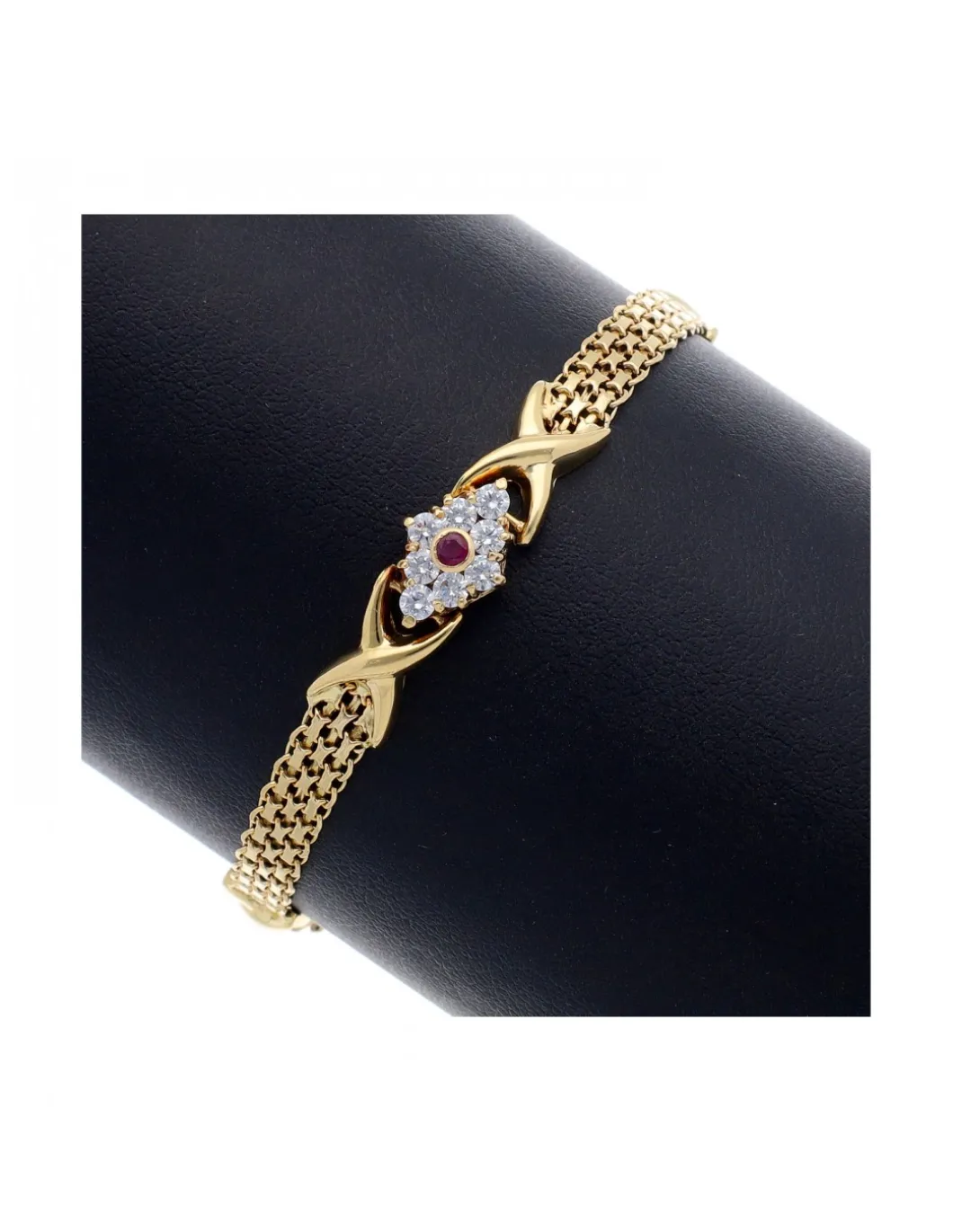 Pulsera de Oro amarillo 18K con diseño y Circonitas