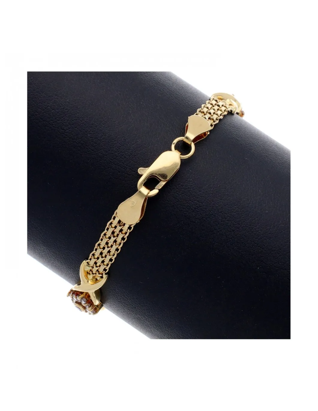 Pulsera de Oro amarillo 18K con diseño y Circonitas