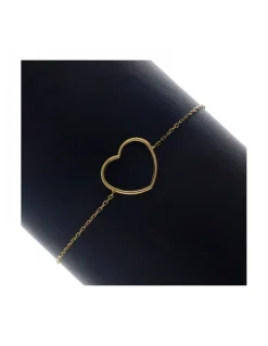 Pulsera de oro amarillo 18K con diseño de eslabones y corazón