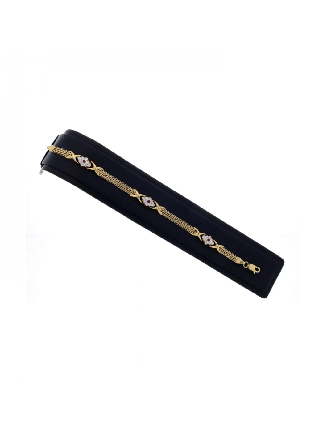 Pulsera de Oro amarillo 18K con diseño y Circonitas