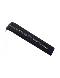 Pulsera de Oro amarillo 18K con diseño de eslabones, Bolas de Oro y Onix