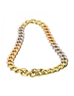 Pulsera de Oro amarillo, rosa y blanco, con diseño de eslabones barbados