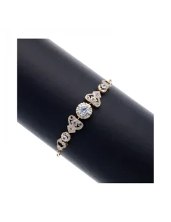Pulsera de Oro amarillo, rosado y blanco 18K con diseño y Circonitas