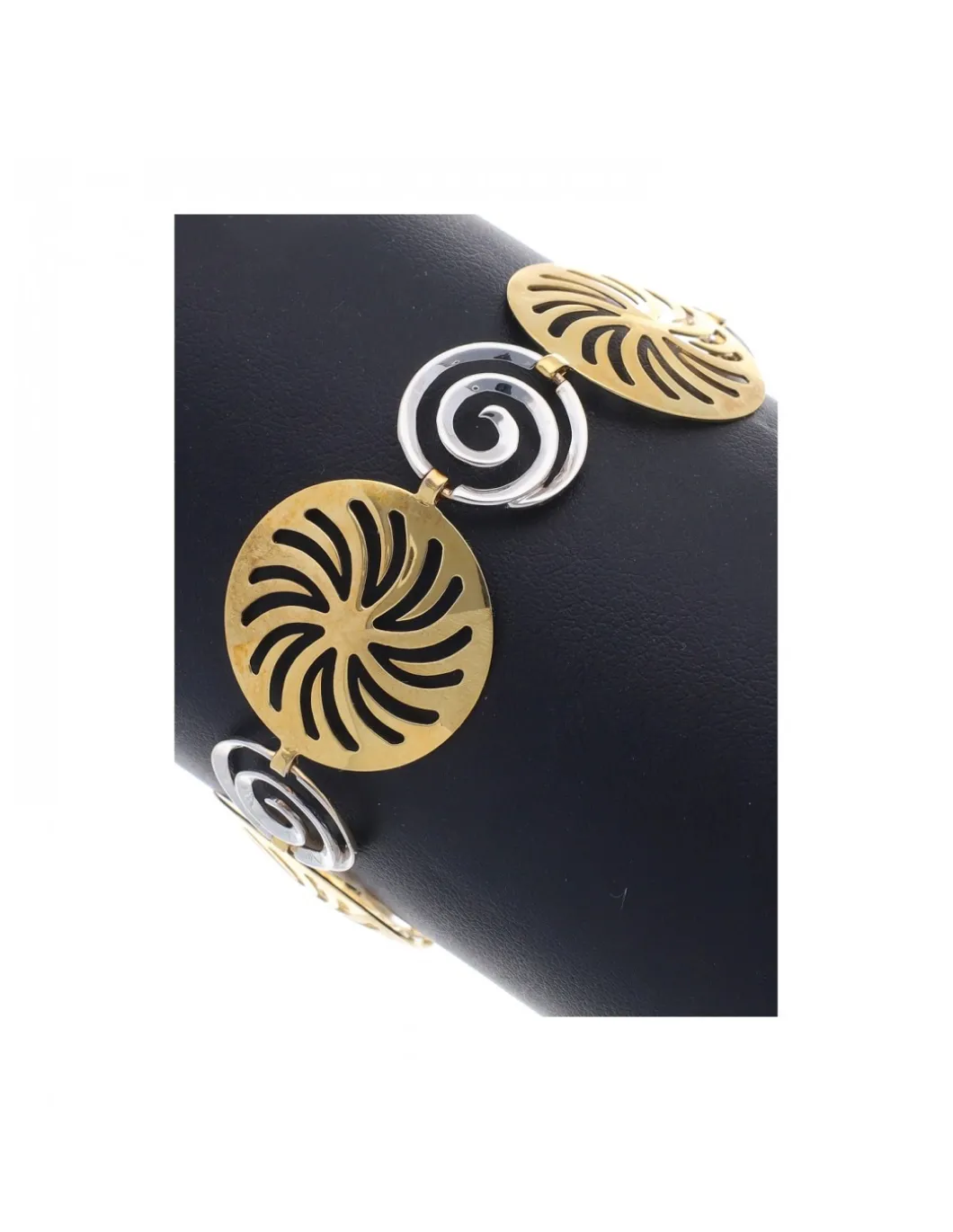 Pulsera de Oro amarillo y blanco con diseño de Eslabones en Espiral