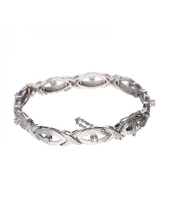 Pulsera de Oro blanco con diseño semirrígido y Brillantes