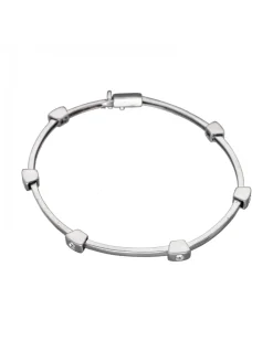 Pulsera de Oro blanco 18K con diseño semirrígida y Brillantes Moissanites