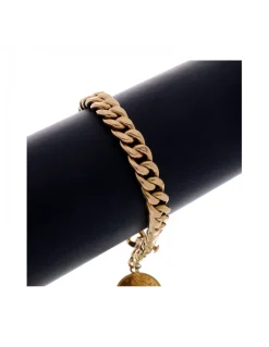 Pulsera de Oro con diseño de eslabones y Moneda antigua dólar