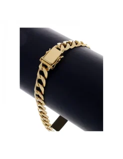 Pulsera tipo Esclava de Oro amarillo con eslabones Barbados 6 caras