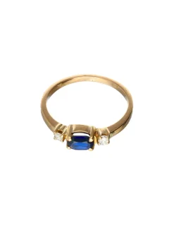 18 quilates Oro - Anillo Zafiros - Diamante