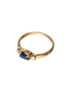 18 quilates Oro - Anillo Zafiros - Diamante