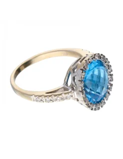 18 quilates Oro blanco - Anillo - 4.84 ct Topacio - Diamantes