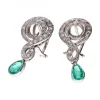 18 quilates Oro blanco - Pendientes - 1.15 ct Esmeralda - Diamantes
