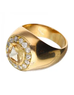 18 quilates Oro, Oro amarillo - Anillo - 0.98 ct Topacio - Diamantes