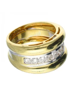 18 quilates Oro, Oro amarillo, Oro blanco - Anillo - 0.11 ct Diamante