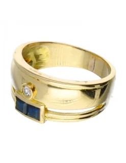 18 quilates Oro, Oro amarillo - Anillo - 0.03 ct Diamante - Zafiros