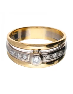 18 quilates Oro, Oro amarillo, Oro blanco - Anillo - 0.03 ct Diamante - Diamantes