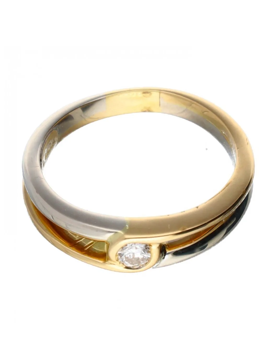 18 quilates Oro, Oro amarillo, Oro blanco - Anillo - 0.10 ct Diamantes