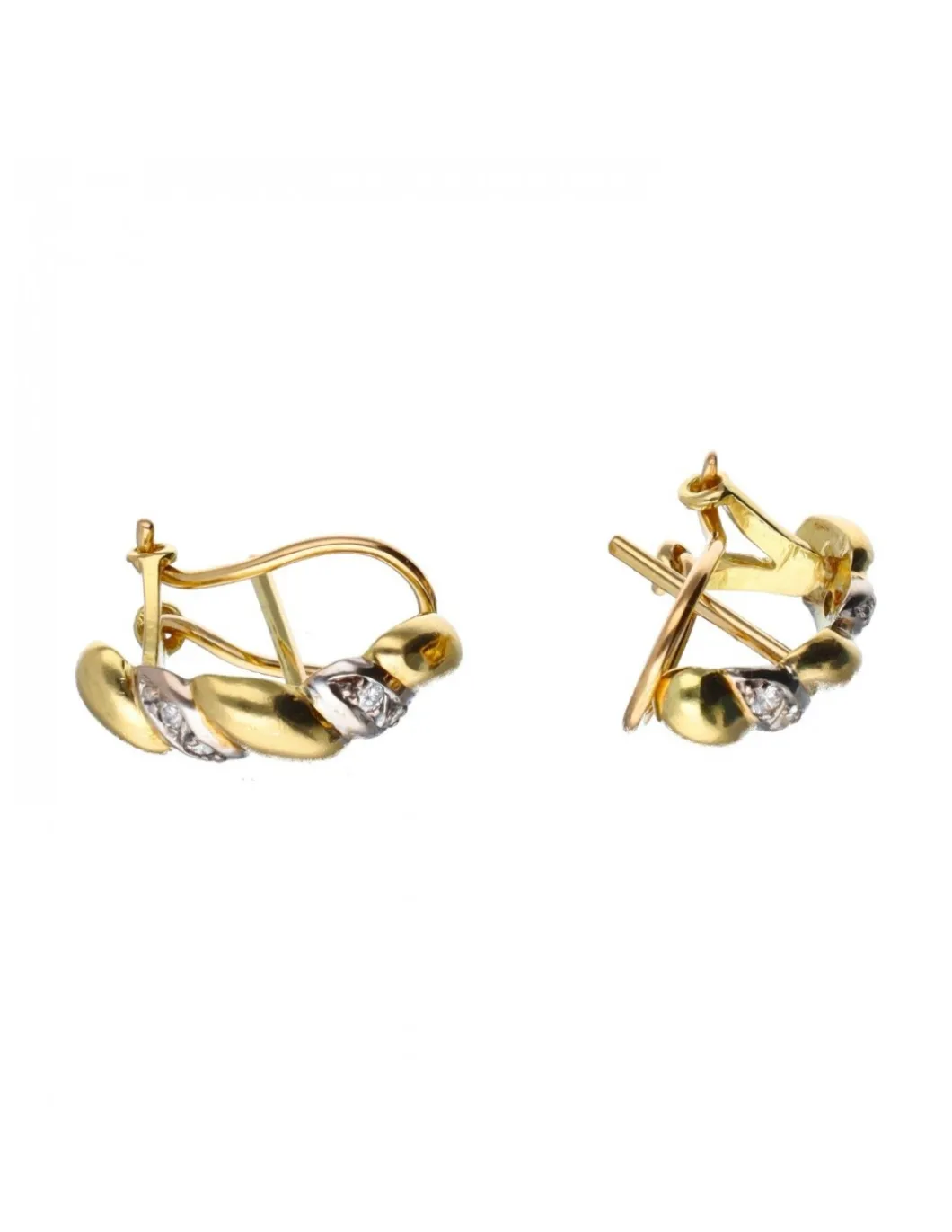 18 quilates Oro, Oro amarillo, Oro blanco - Pendientes - 0.01 ct Diamante