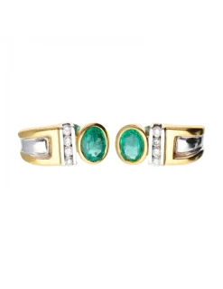 18 quilates Oro, Oro amarillo, Oro blanco - Pendientes - 1.06 ct Esmeralda - Diamantes