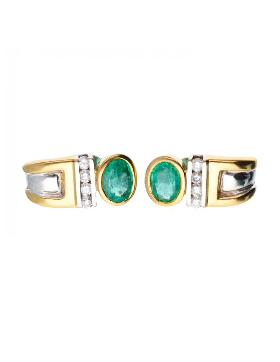 18 quilates Oro, Oro amarillo, Oro blanco - Pendientes - 1.06 ct Esmeralda - Diamantes